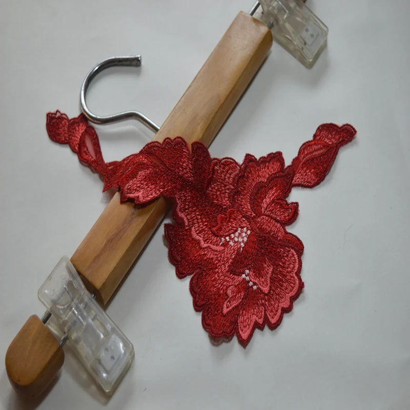 1 шт. красивые шелковые вышивки красные цветочные патчи шитье платье кружевная