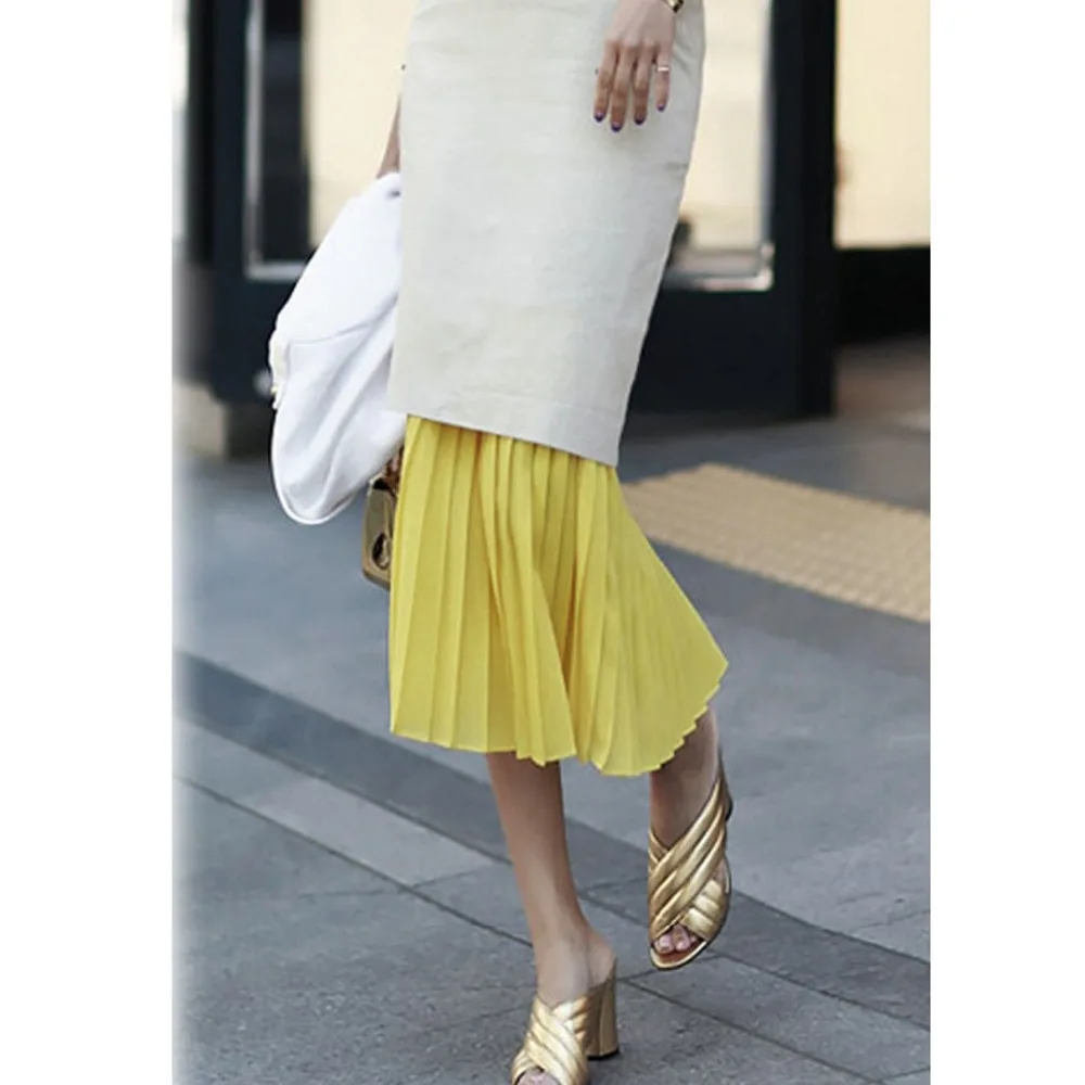 Офис Дамы Рабочая Одежда Топы Юбки Зеленый и Желтый Лоскутное Юп Saias