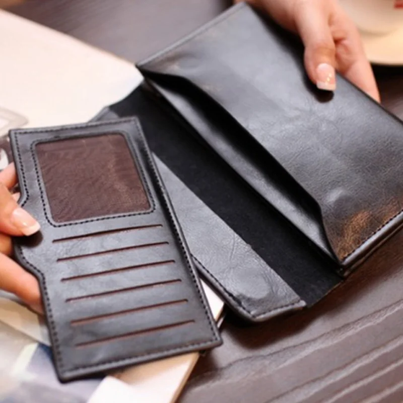 Длинный кошелек женский кожаный Простой деловой тонкий с пряжкой|Мужские