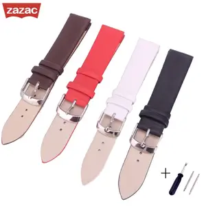 Ремешок Zazac из мягкой натуральной кожи для наручных часов, браслет с пряжкой с язычком, аксессуары для часов, 12 14 16 18 20 22 мм