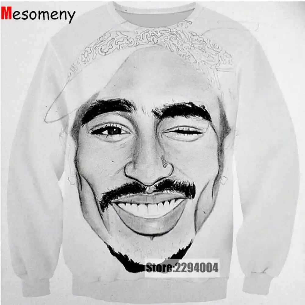 Мезо Для мужчин Y Мода женщин толстовка Толстовки 3D принт рок певец 2Pac Тупак Шакур