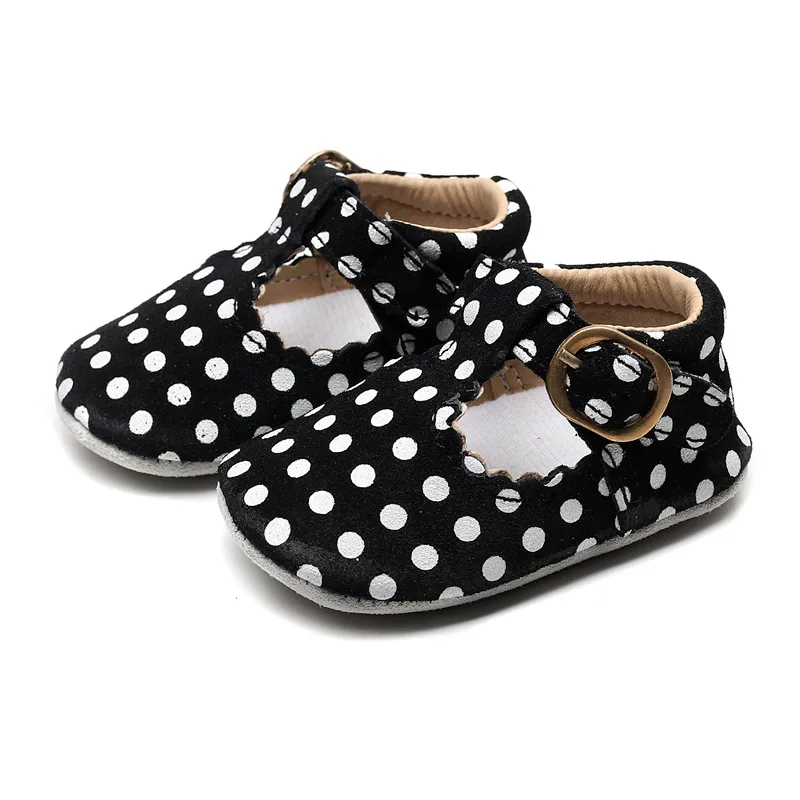 black Baby Shoes Leopard Genuine Leather T-bar Mary jane Infants Toddler baby Princess Ballet Shoes Newborn Crib shoes soft sole - Цвет: black