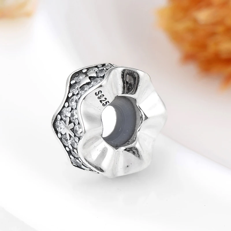 Новинка 925 Серебряная Снежинка CZ распорка бусины Женские аксессуары Fit Pandora браслет diy ювелирные изделия