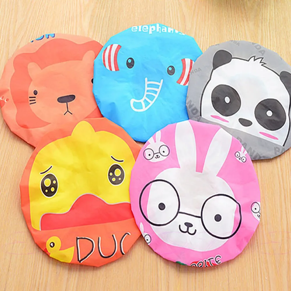 Милая Женская водонепроницаемая эластичная пластиковая шапочка для душа волос