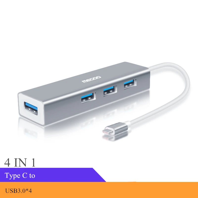 Megoo USB C концентратор док-станция для ноутбука type C концентратор для USB3.0/PD зарядка/HDMI/гигабитная энтернет док-станция - Цвет: Белый