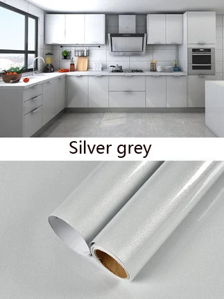 Серый Waterproof PVC Wall Sticker Vinyl Self Adhesive Wallpaper Kids Room Wardrobe Cabinet Furniture Renovation Door Wall Stickers - Цвет: Серый