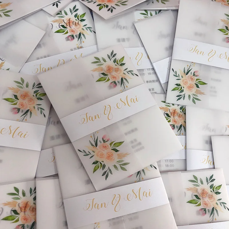 Индивидуальное бархатное Свадебное приглашение с цветочным дизайном AI004 | Дом и