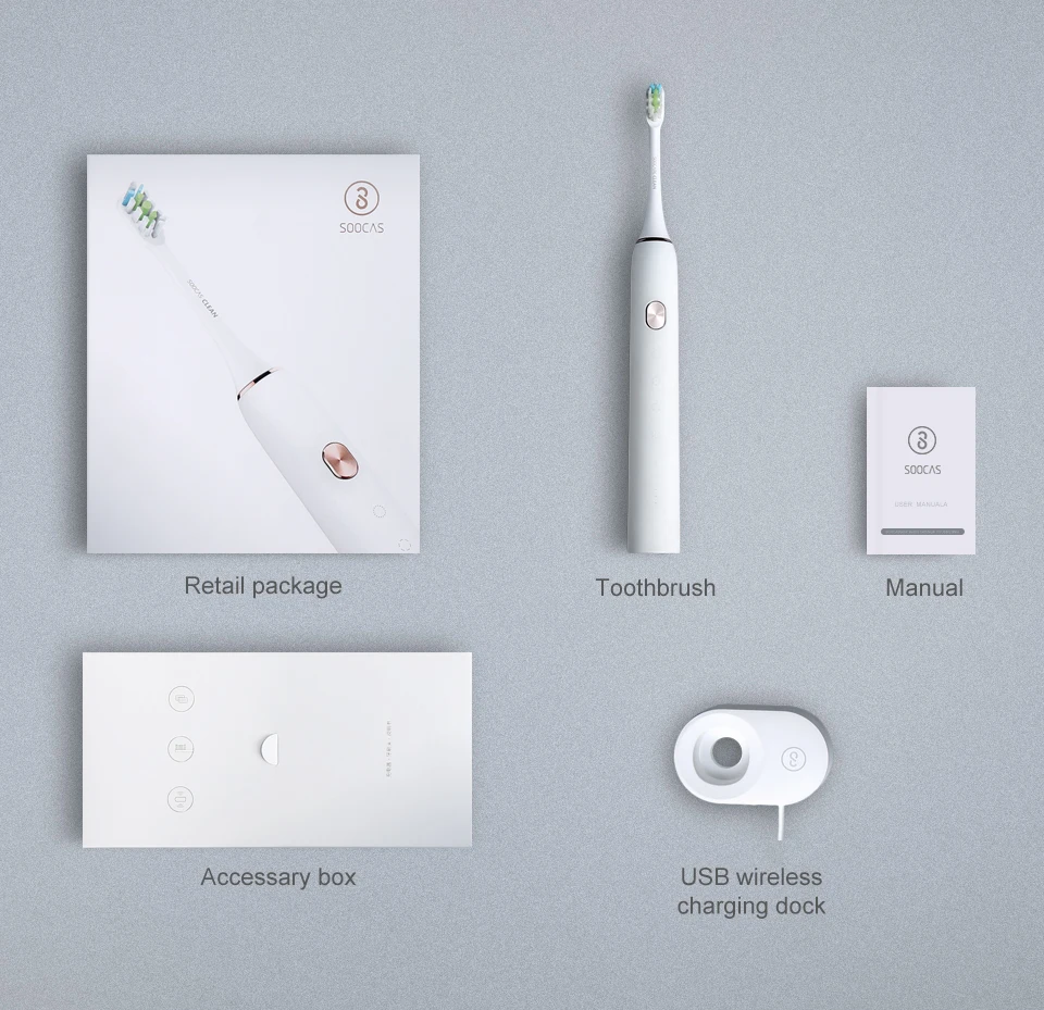 Soocas X3 звуковая электрическая зубная щетка USB перезаряжаемая модернизированная Водонепроницаемая ультра звуковая автоматическая зубная щетка Сменная головка щетки