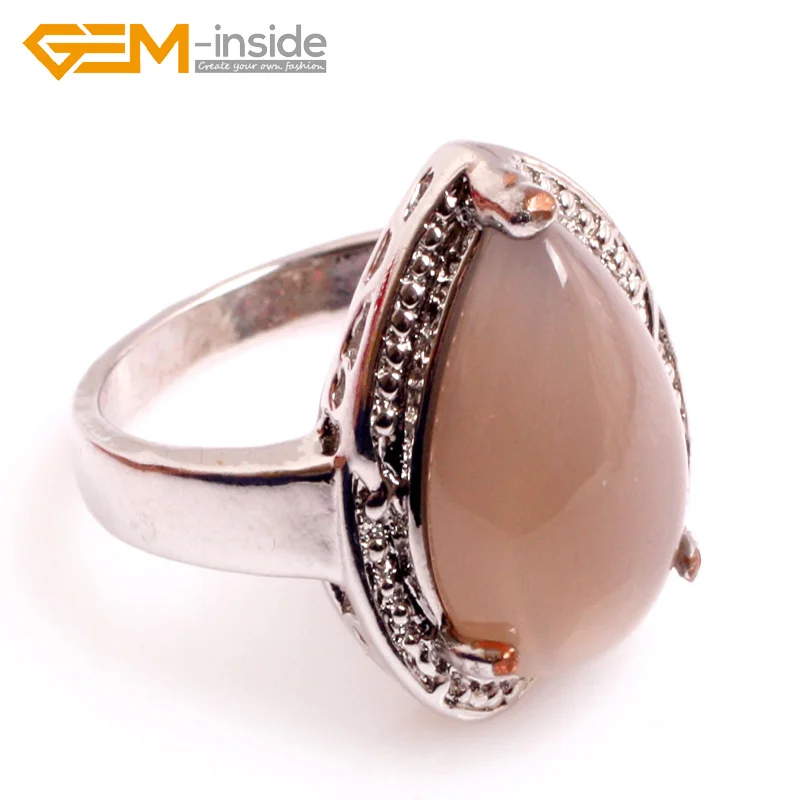 Gem-inside New Fashion Jewelry Oval shape stone Ring High Quality Steel For Men Women Gift 16X18MM Selectable Size | Украшения и