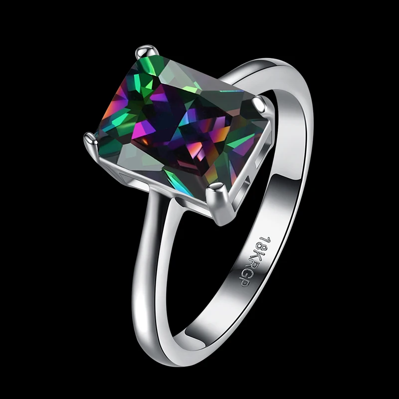 

Garilina Latest Design Rainbow Mystic Cubic Zirconia Rings for women Silver Color ring jewellry size 6 7 8 AR2053
