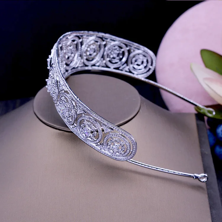 Стразы SLBRIDAL из медного сплава с кубическим цирконием свадебная тиара фианитом