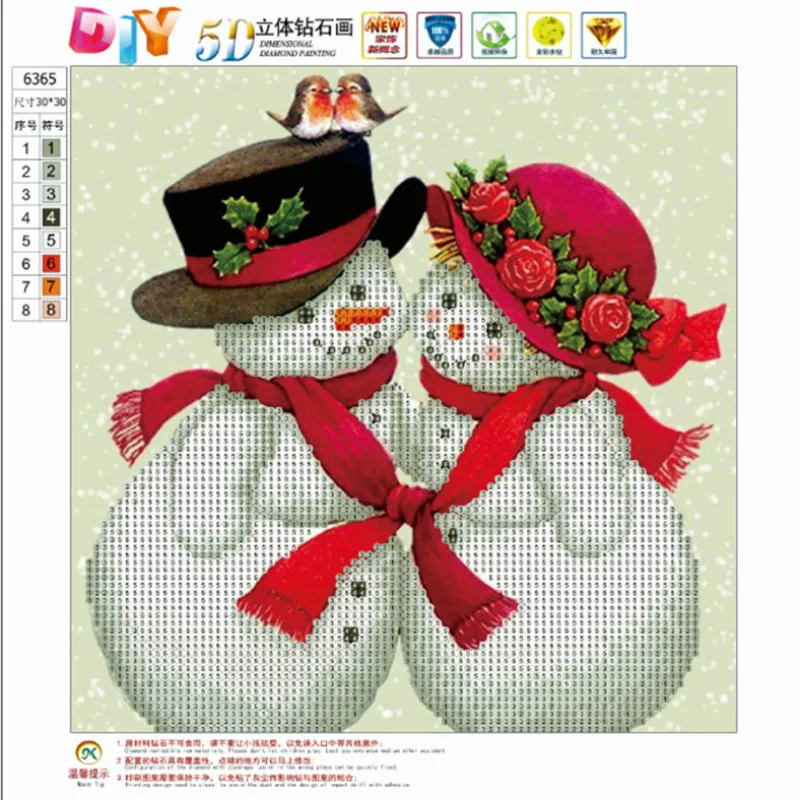 FineTime Diy Diamond Painting Cross Stitch Christmas Snowman partial 5D Mosaic Decoration Round Embroidery Santa | Дом и сад