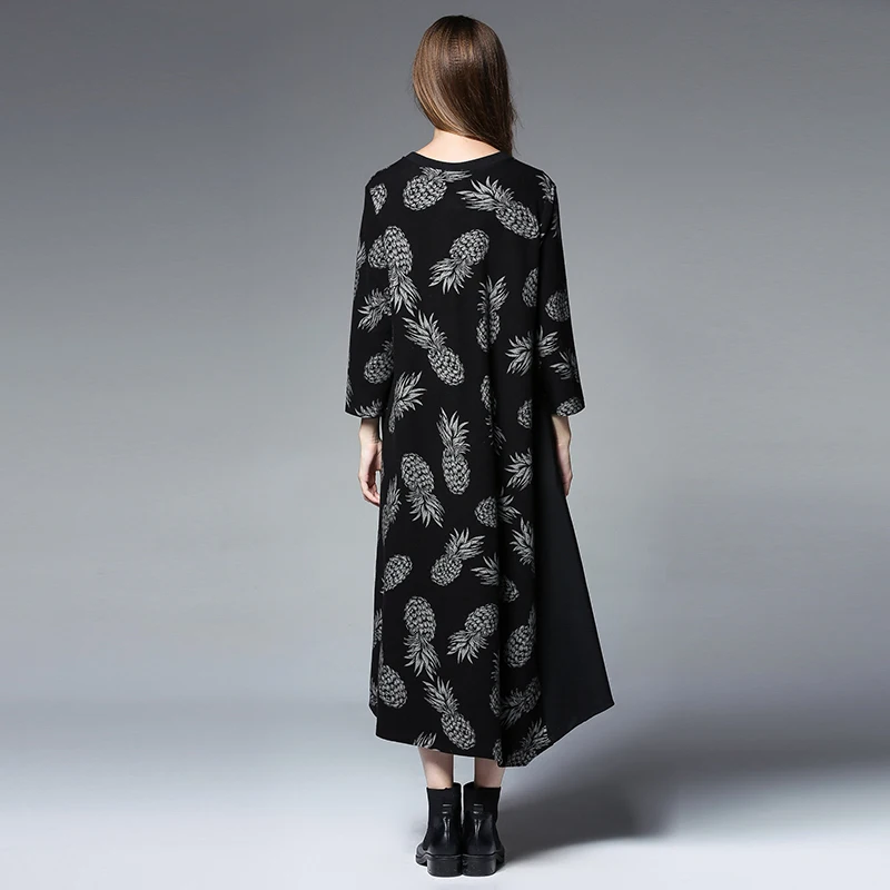 Новинка 2017 зимнее женское модное Свободное длинное платье большого размера в