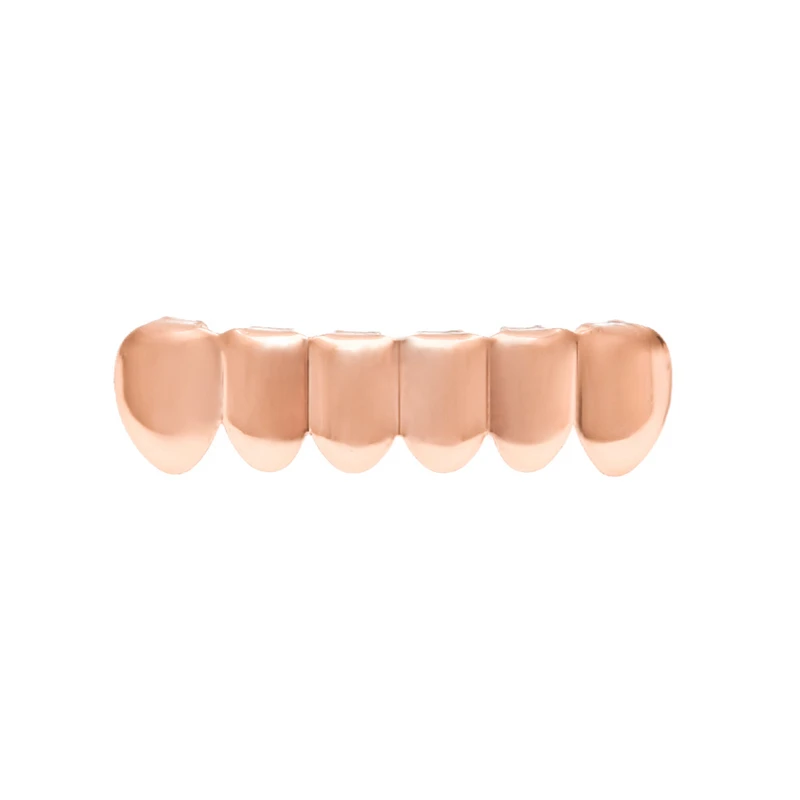 Rose gold C bottom Хип-хоп ЗУБЫ Grillz набор золото серебро Топ и Bootom Groll Зубы вампира Панк зубы грили Косплей зубы колпачок Хэллоуин ювелирные изделия R40 - Окраска металла: Rose gold C bottom
