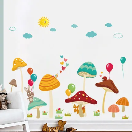 DIY 120*170 см мультфильм гриб детская комната украшение дома Настенная Наклейка в