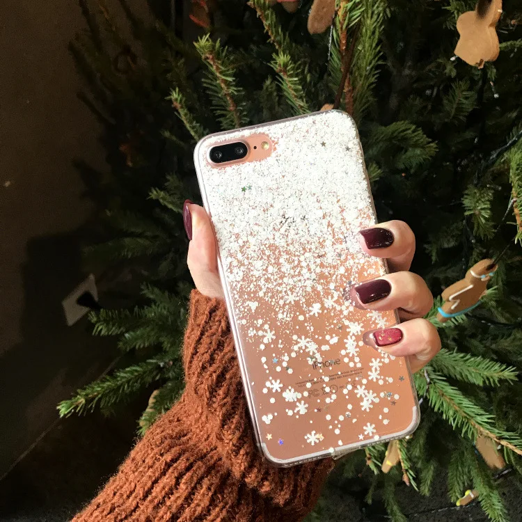Роскошные Стразы с блестками Снежинка силиконовый чехол для iPhone 6 S 7 8 Puls X