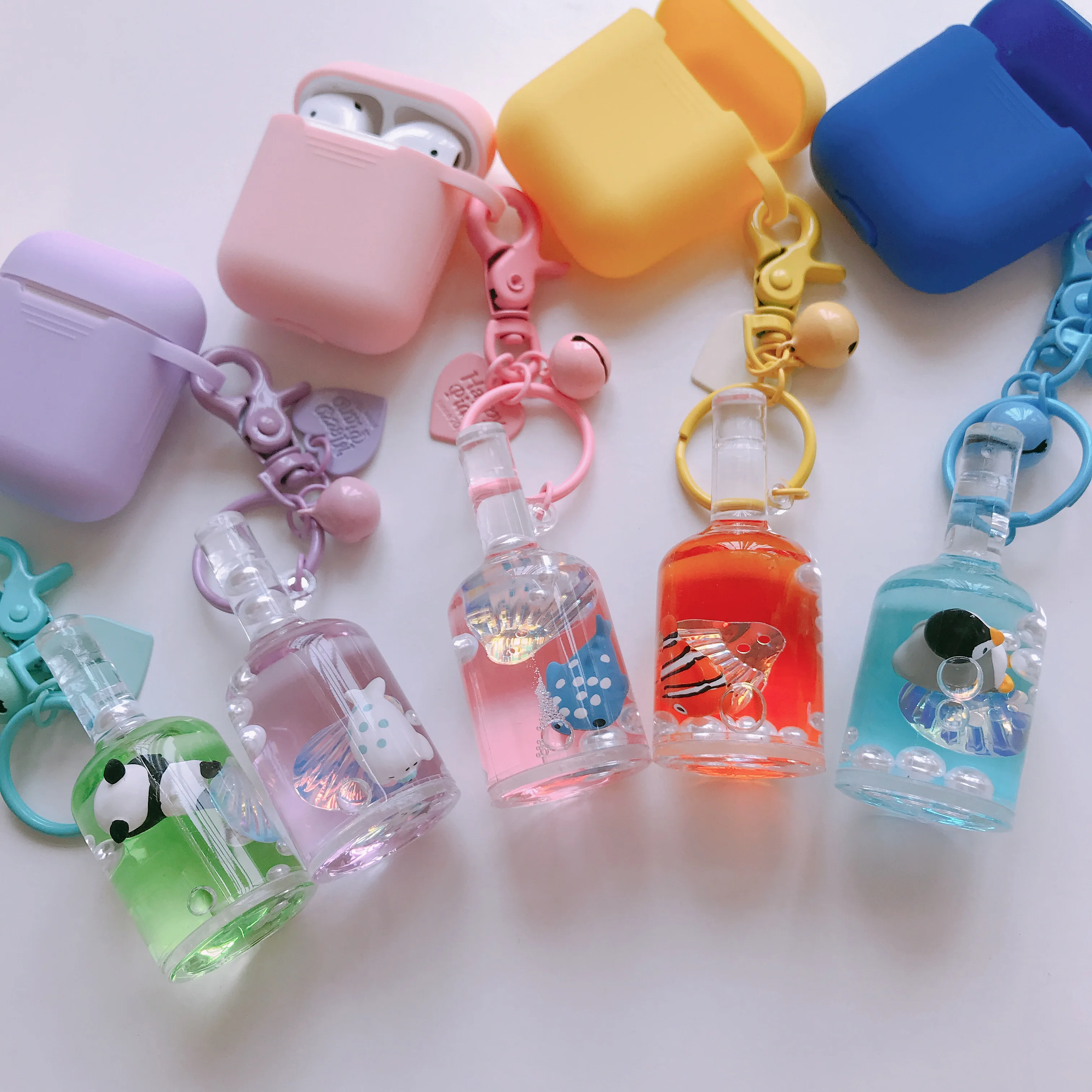 For airpods silicon drifting bottle bag soft shockproof cover with Cute cartoon liquid doll for wireless earphone protect case |