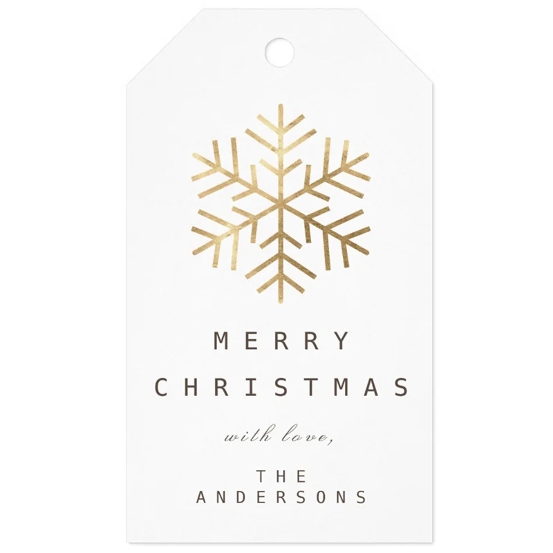 

Персонализированная бирка с надписью «Merry To праздничный подарок», белые Золотые снежинки, спасибо, бирки, бирки для подарка