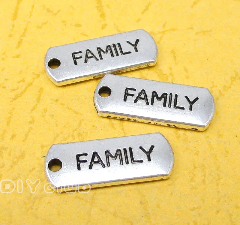 

50pcs-Antique Silver / Bronze Family Charms Pendant 21x8mm