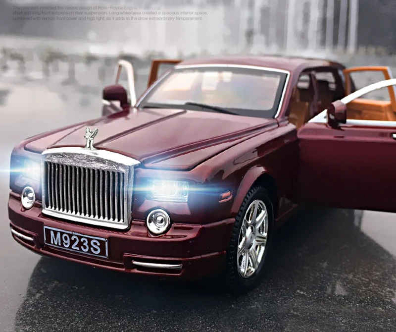 1:24 Rolls Royce Phantom Alloy Pull Back автомобиль литье под давлением модель звук и свет детская