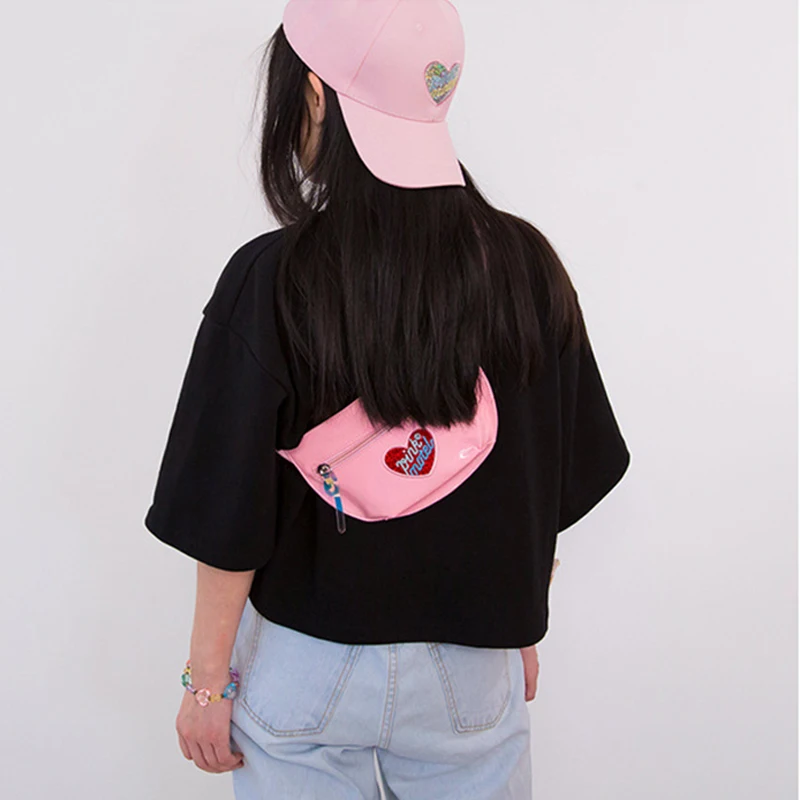 Женская Яркая кожаная сумка через плечо, женская сумка Bananka, удобная поясная сумка с узором в виде сердца, поясная сумка с вышивкой
