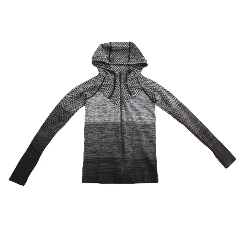 

Women Curve Front Zipper hooded Women's Yoga Shirts Long Sleeve Yoga Top Sportswear Quick Dry Tracksuit Women Running Jacket