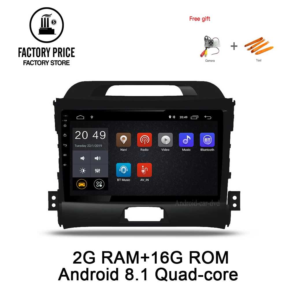 9 дюймов Android 8 1 Quad-Core Автомобильный плеер для KIA Sportage R 2010-2016 gps навигации головное