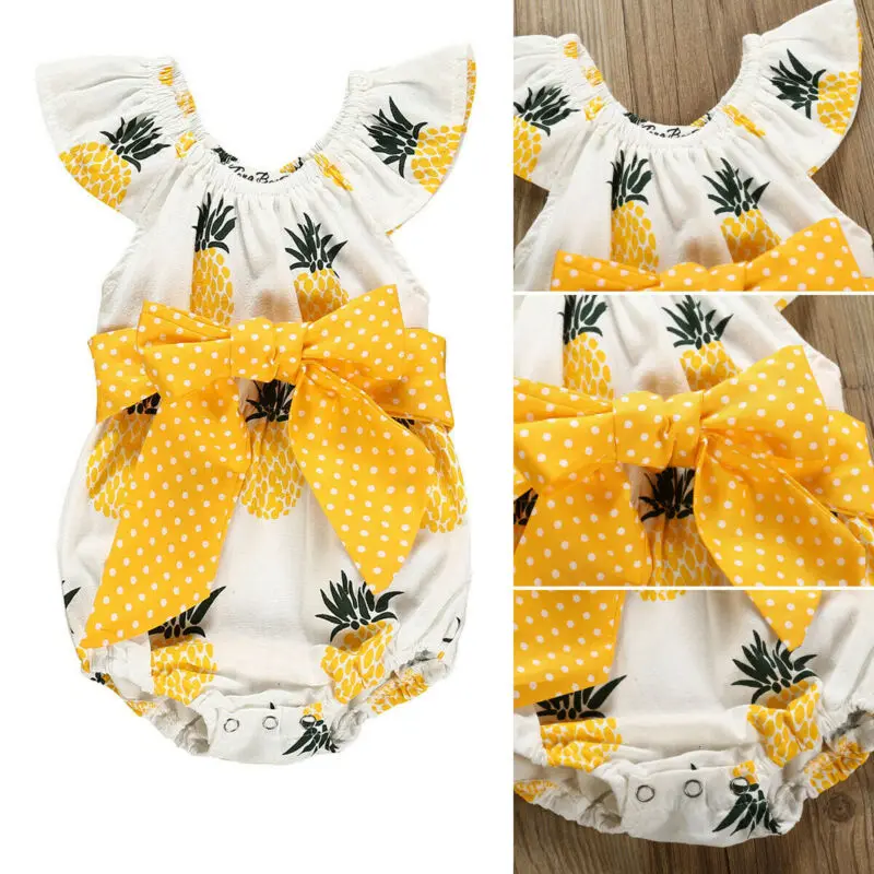 

PUDCOCO Baby Kids Girl Infant Cotton Bow Jumpsuit Casual Bodysuit Clothes Kid Outfits Set 0-18M