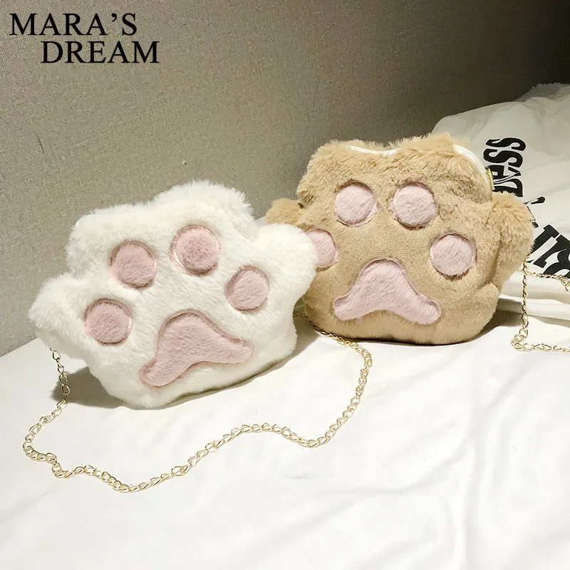 Mara's Dream, мультяшная плюшевая сумка, милая, свежая, кошачья коготь, мягкая, для сестры, на цепочке, сумка через плечо, Студенческая, сменная, сумка для мобильного телефона