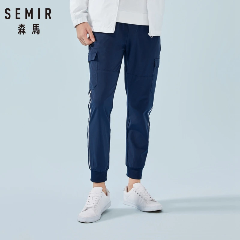 SEMIR мужские брюки карго для бега спортивные штаны с боковой полосой без застежки