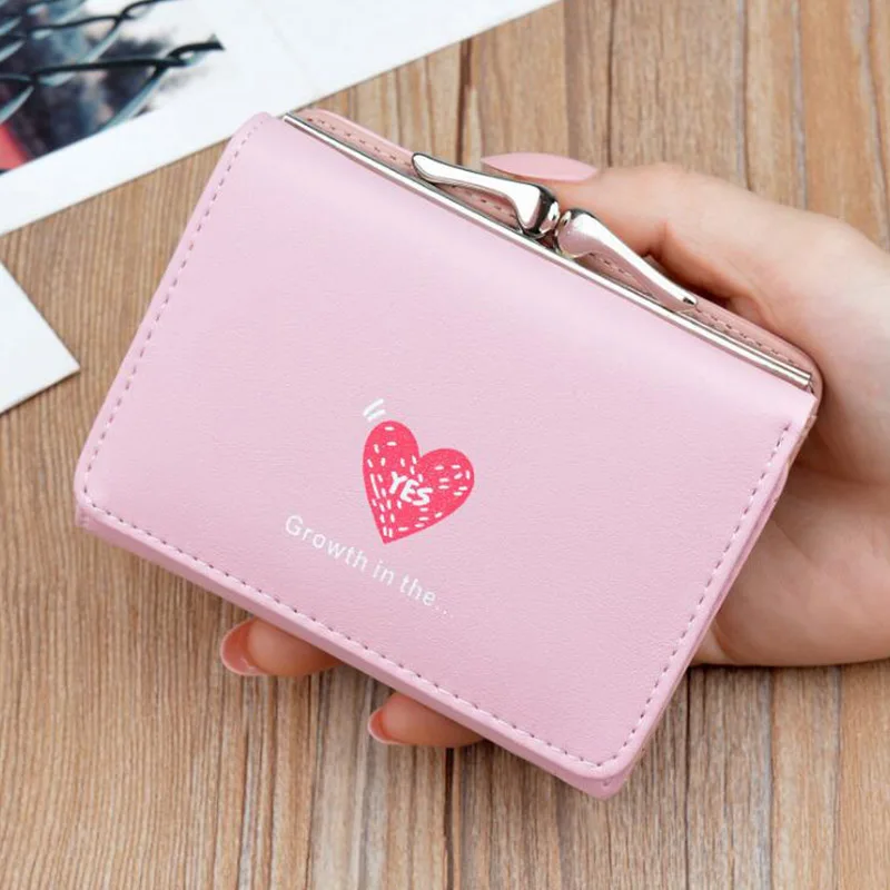 Простой Женский мини кошелек Love design короткий для студентов три складных