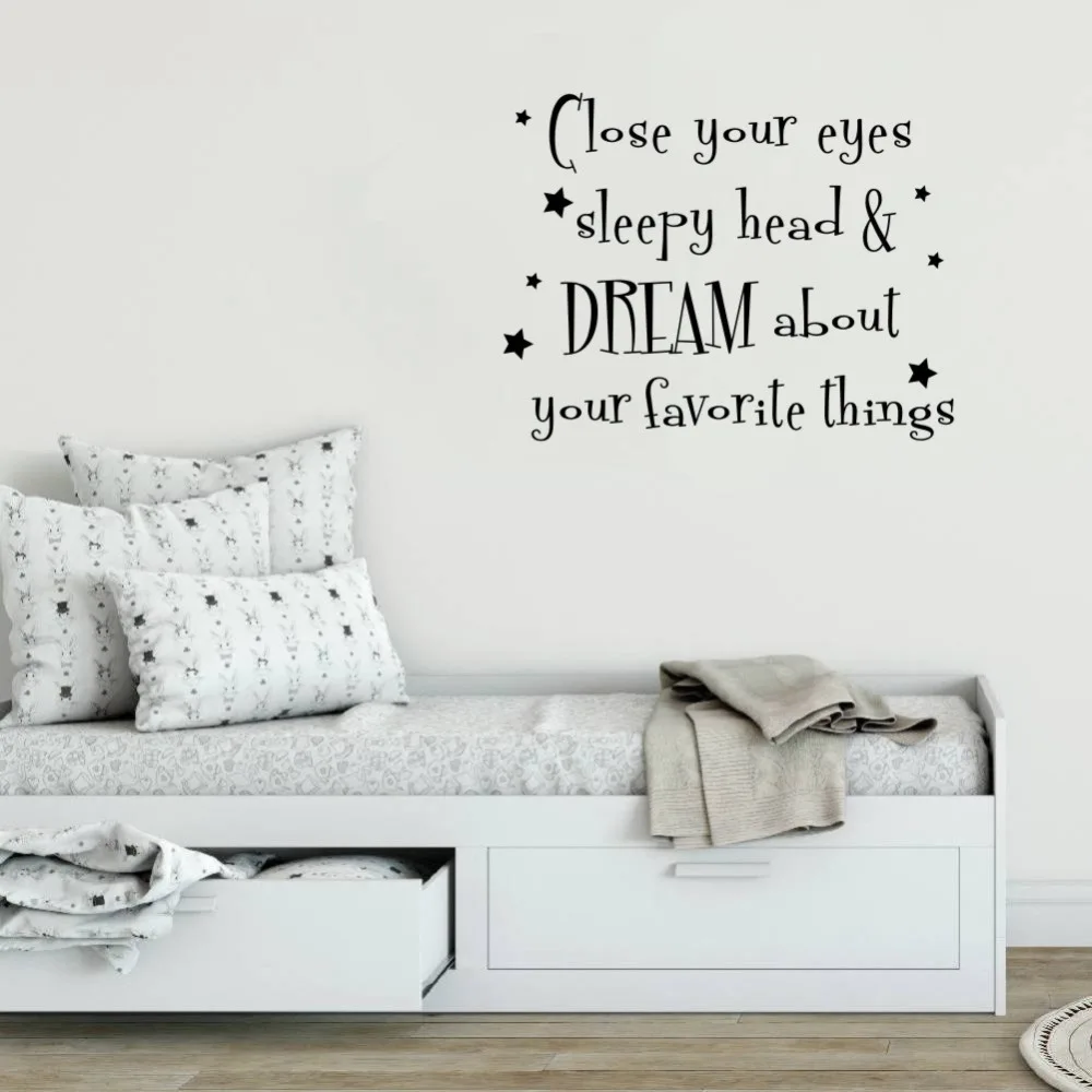 Close Your Eyes Sleepy Head Kids Quote Wall Art Letter Stickers for Home Decoration |