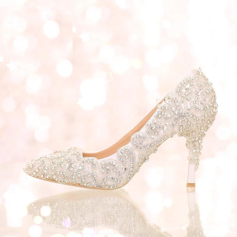Свадебные туфли лодочки на высоком каблуке изготовленные заказ со стразами