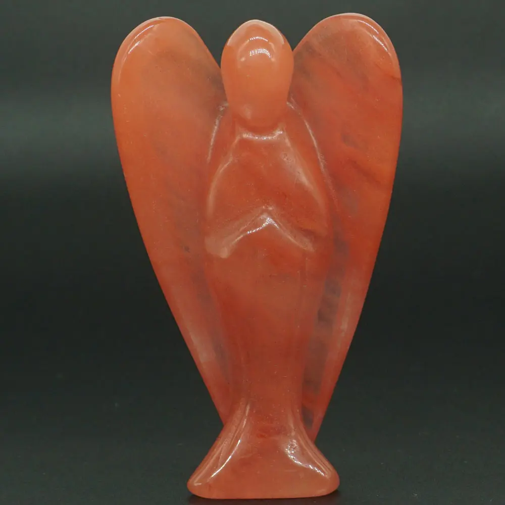 

3 Inch Cherry Quartz Crystal Gemstone Carving Angel Statue Lucky Crafts Stone Figurine Chakra Healing Reiki