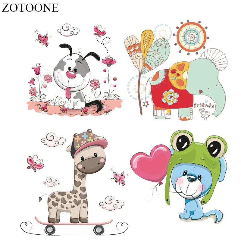 Нашивки ZOTOONE с мультяшными животными термоперенос для детской одежды футболка
