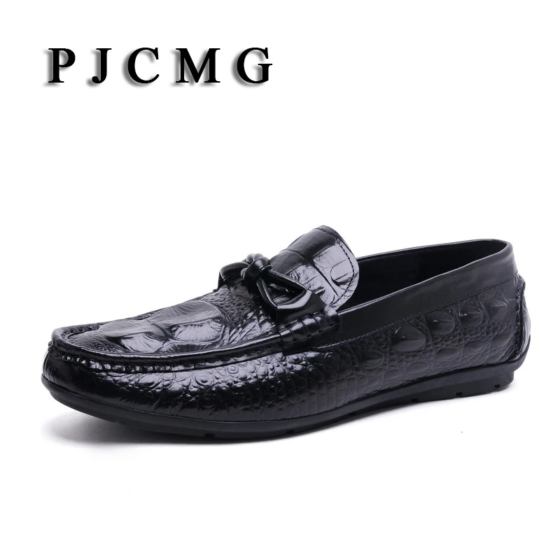 Туфли PJCMG мужские из натуральной кожи крокодиловые пятна повседневная обувь