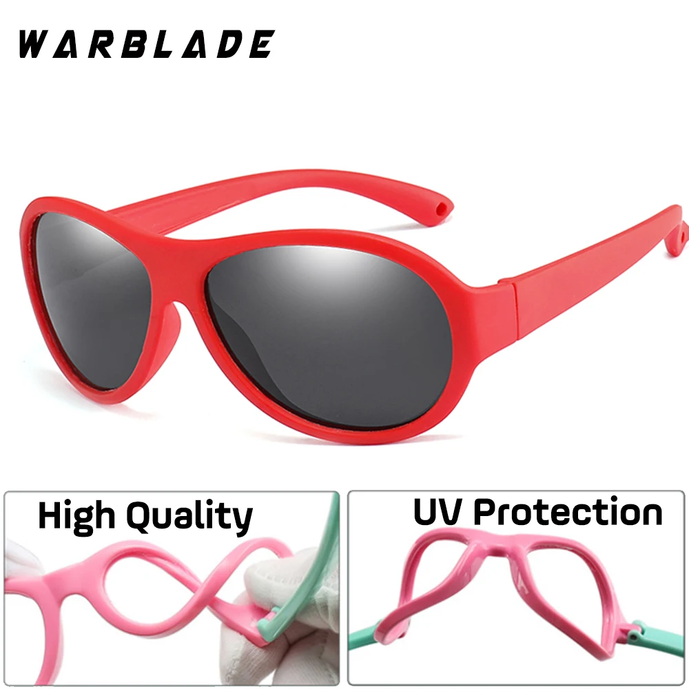 Детские квадратные поляризационные солнцезащитные очки Силиконовые безопасные