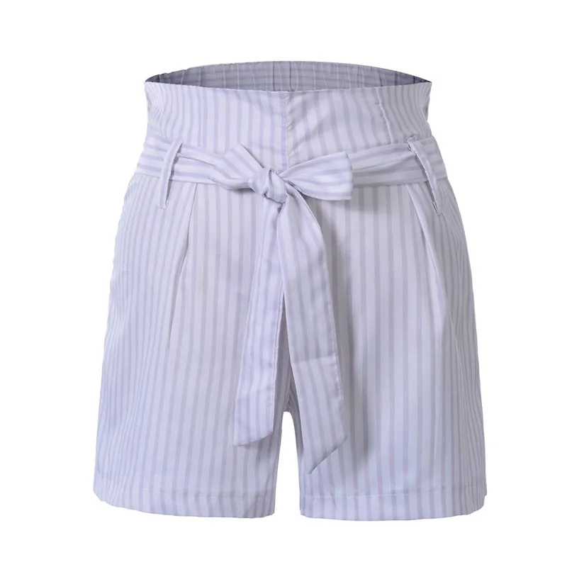 

Fashion Women's High Waist Striped Shorts Summer Casual Shorts Hot Sale Ladies Short Pants 2018 New Summer Holiday Lace-up Pants