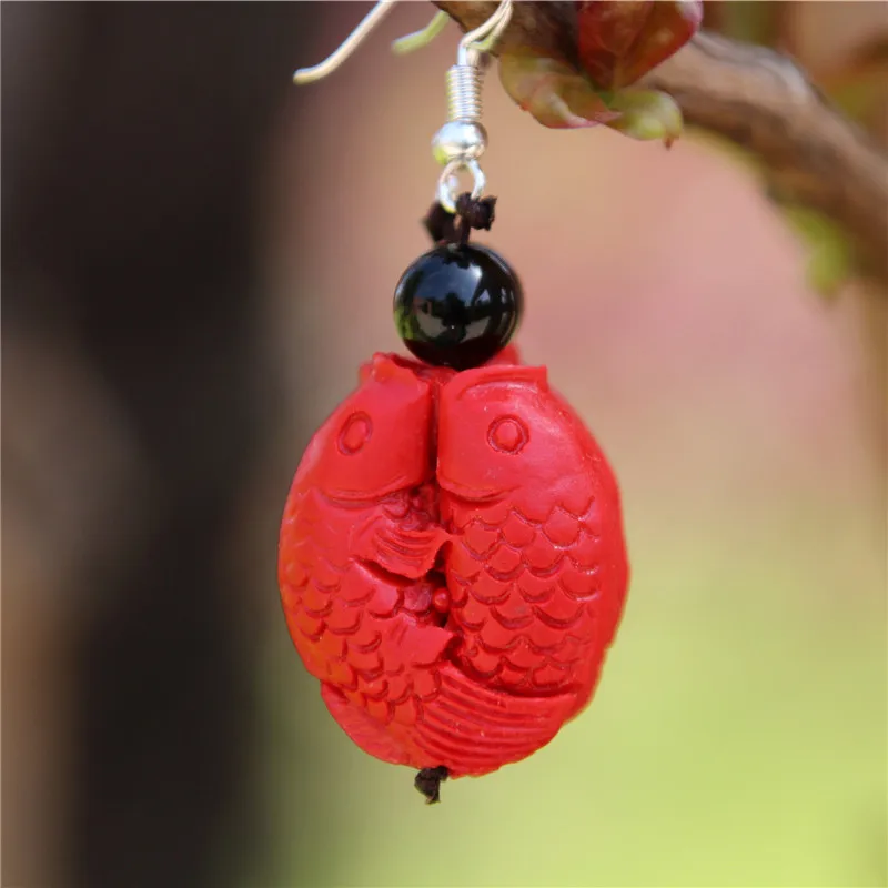 Национальный Ветер благоприятный Твин серьги рыбки девушки лаковые Свадебные