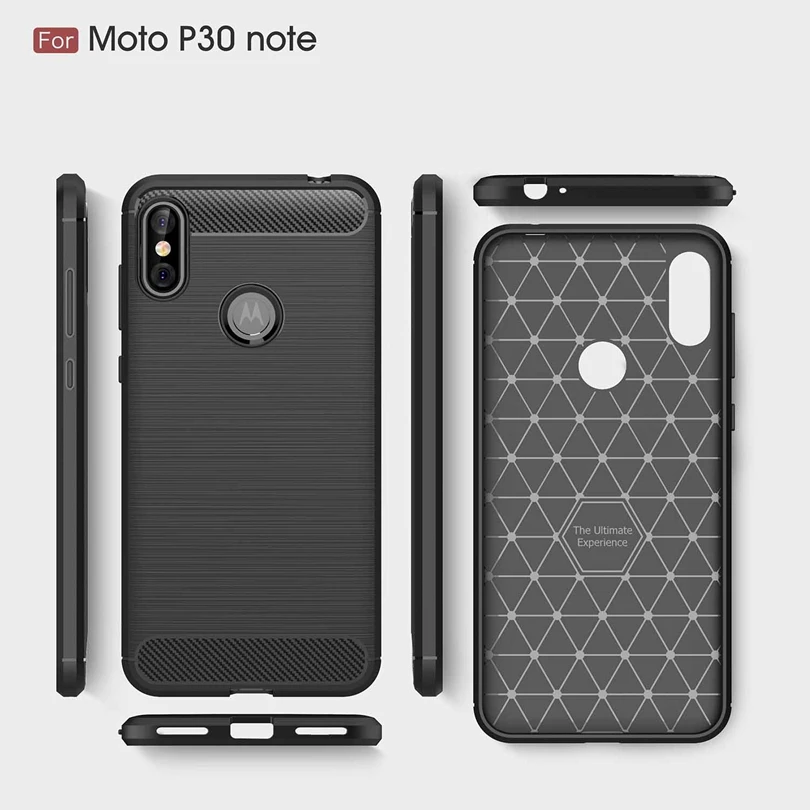 Чехол из углеродного волокна для Motorola Moto P30 Note/P30Note тонкий противоударный мягкий
