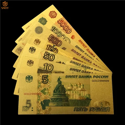 Набор золотых бумажных денег, 5/10/50/100/500/1000/5000, 7 шт - изображение