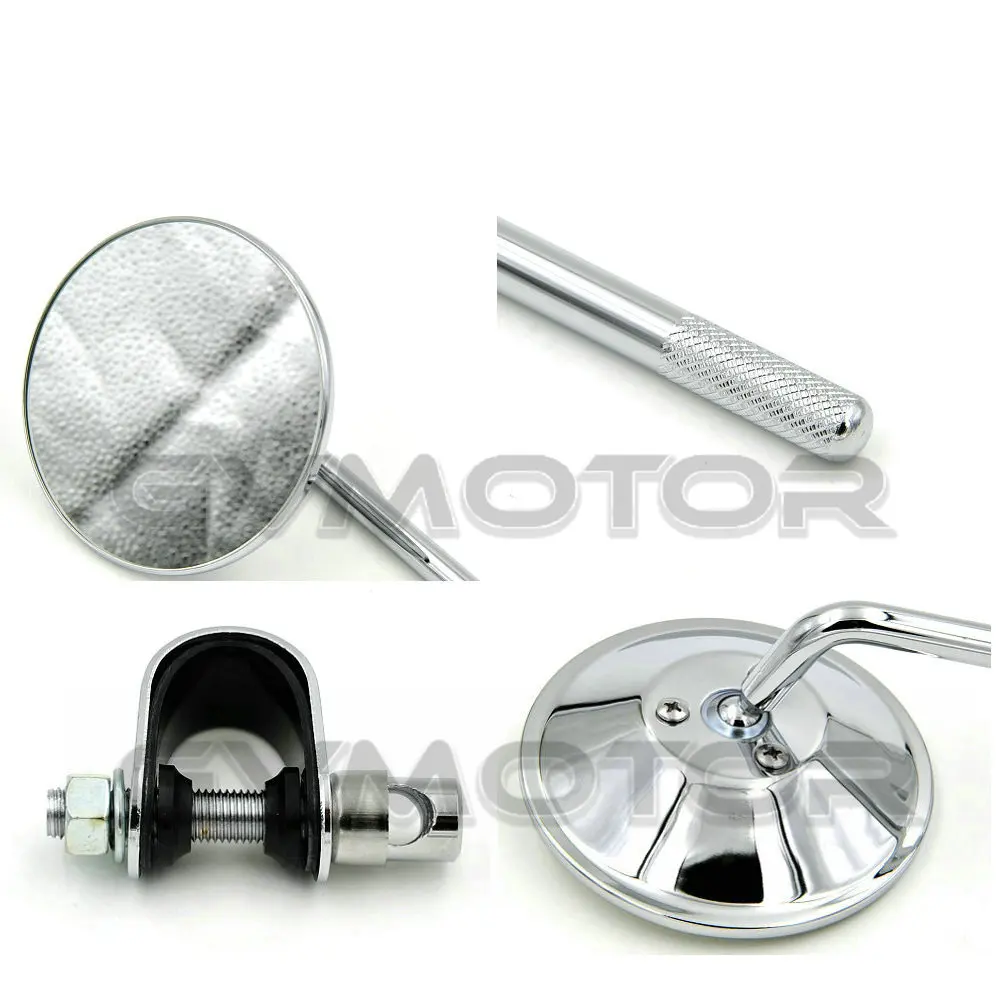 Хромированное винтажное зеркало заднего вида для кафе и мотоцикла универсальное