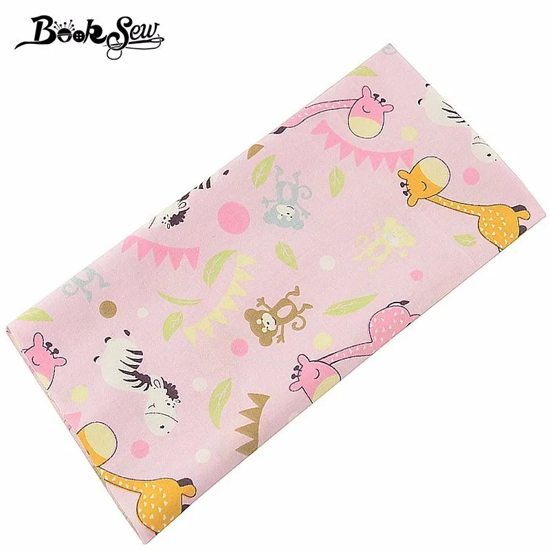 Booksew 100% хлопчатобумажная ткань Животное зоопарк Дизайн Розовая Ткань Домашний