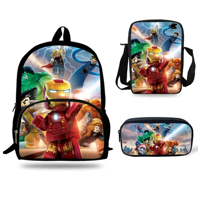7j1049 16 дюймов детские школьные сумки для мальчиков Mochila подростков мультфильм сумка рюкзак «Железный человек» для девочек рюкзак 3 комплекта Подарочная детская книга Сумка - Цвет: 7j1049