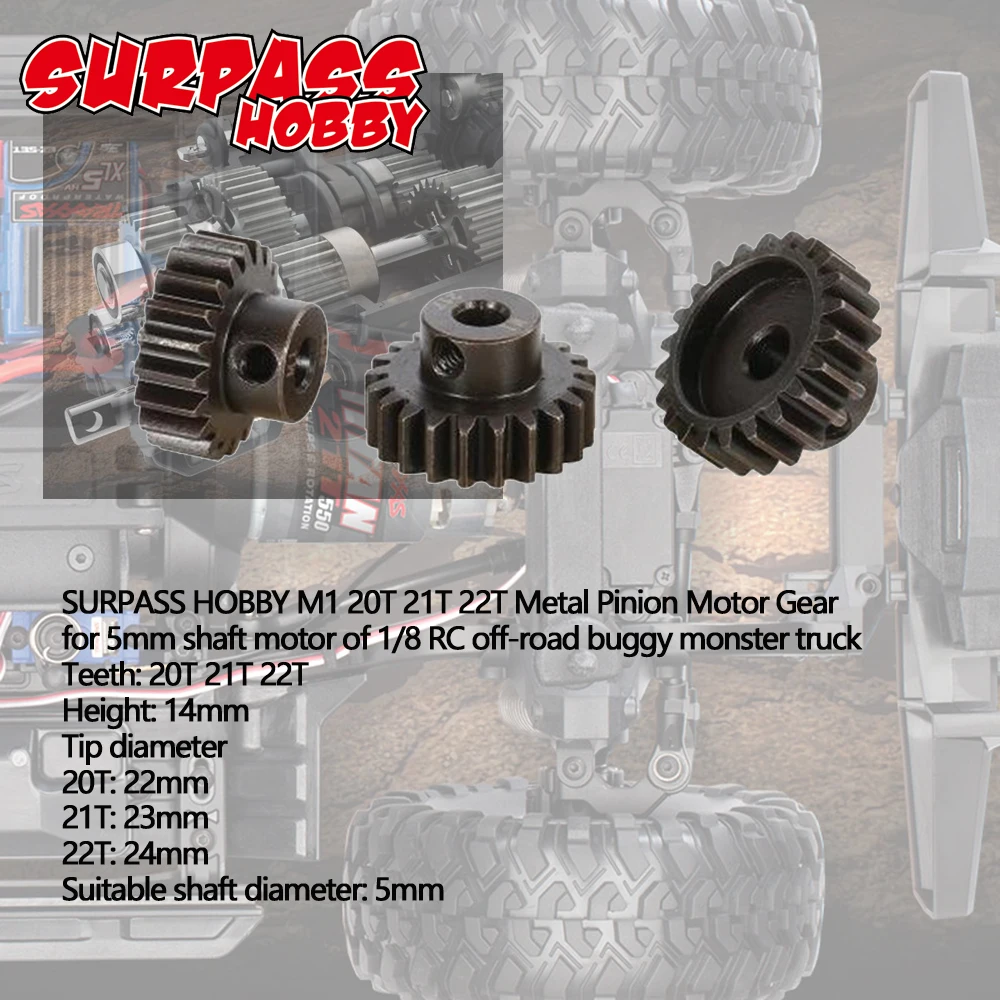 SURPASSHOBBY 3 шт M1 5 мм 11 T-13 T/14 T-16 T/17 T-19 T/20 T-22 T Шестерня двигателя для 1/8 RC багги автомобиль монстр грузовик