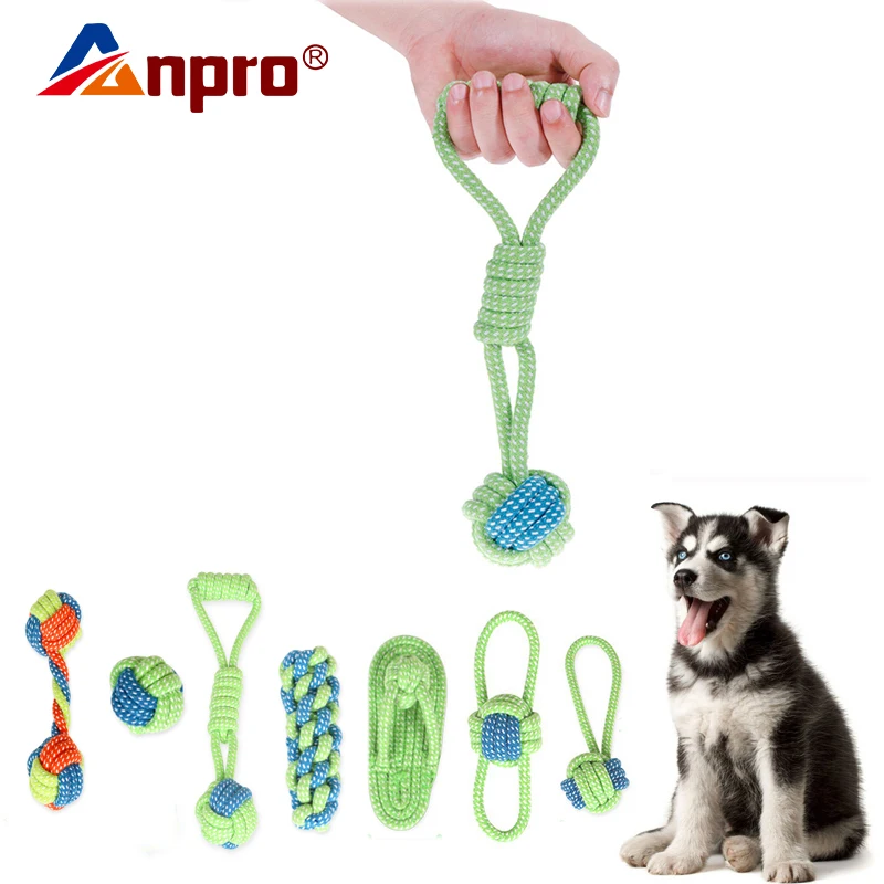 Anpro собака Жевательные Зубы чистые игрушки хлопковая веревка молярный