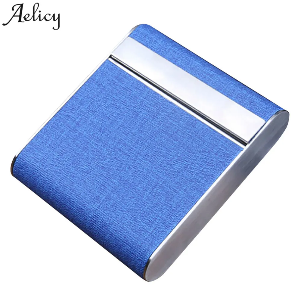 Blue Aelicy,, Мужская переносная коробка из нержавеющей стали для дыма, 20, металлический чехол для сигарет, держатель, карман, новая коробка, держатель для хранения - Цвет: Blue
