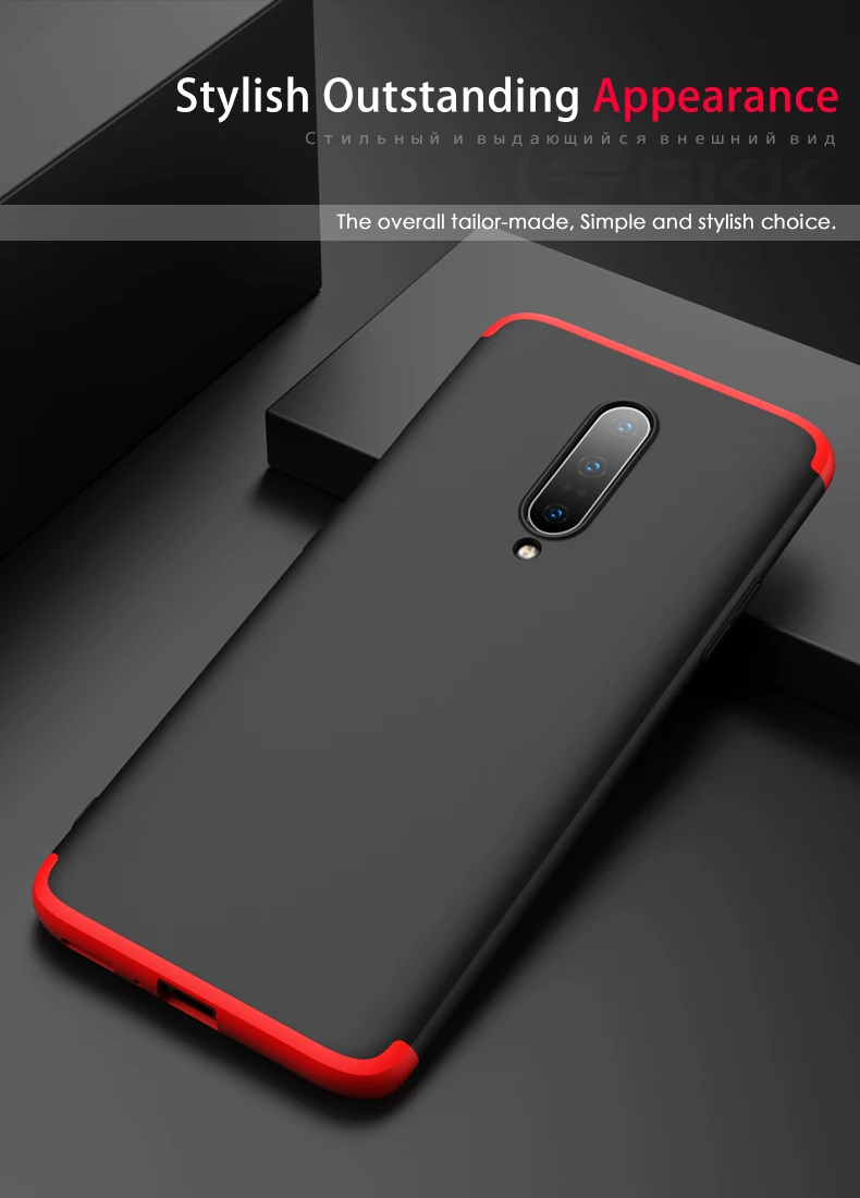GKK, чехол для Oneplus 7 7t pro, чехол 360, полная защита, ударопрочный, матовый, Жесткий ПК, 3 в 1, для Oneplus 7 7t pro, чехол