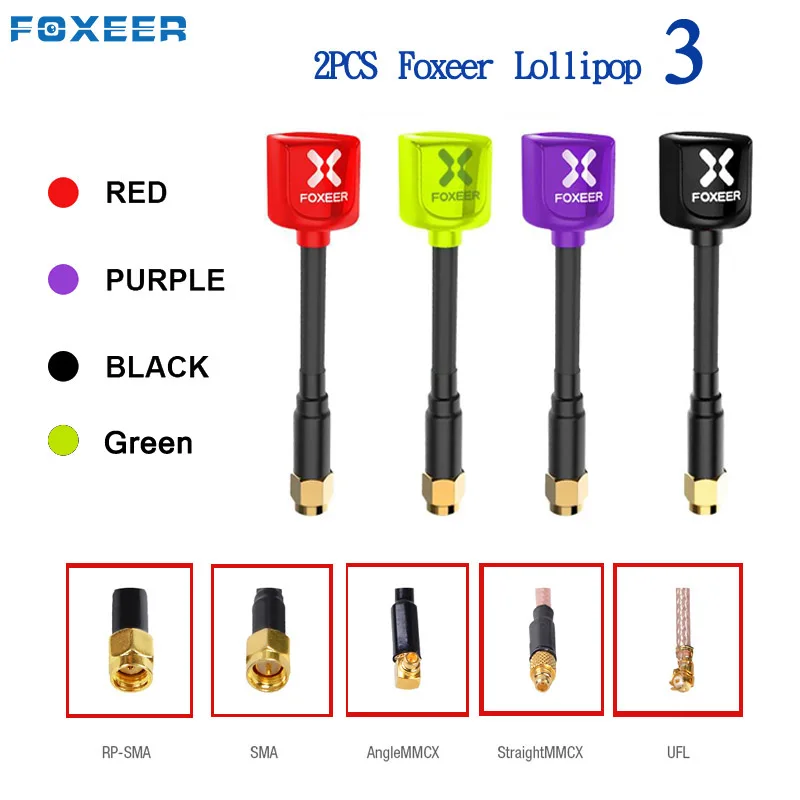 2 шт. Foxeer Lollipop 3 5 8G 2.3Dbi TX RX RHCP FPV SMA RPSMA UFL прямой/угловой MMCX 7 2g антенна для