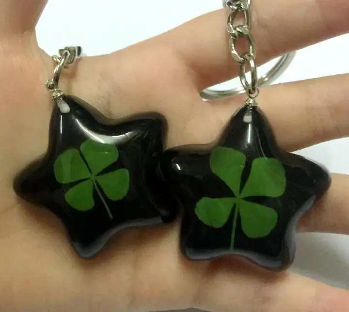 14 keychain jewelry real four leaf clover star style key ring | Украшения и аксессуары